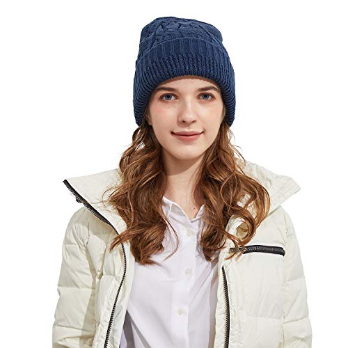 Surblue Unisex Trendy Beanie Warm Oversized Chunky Cable Knit Slouchy Woolen Hat - color: Blue