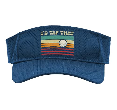 Id Tap that Golf Ball Sunset Retro Golfing Golfer Men Women Sport Sun Visor - color: Navy Blue