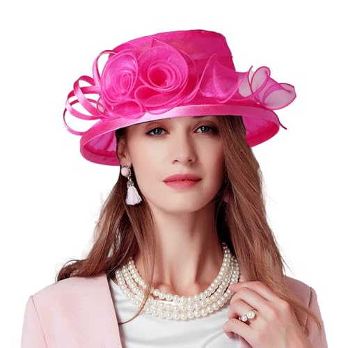 Floral Wedding Hat for Women's Tea Party Fascinators Kentucky Church Derby Hats - color: Rose