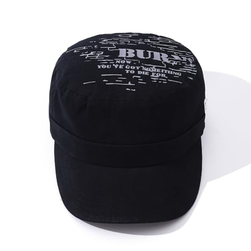 Men's Cadet Army Cap Military Style Adjustable Flat Top Cap Short Brim Baseball Hat for Men Trendy Umpire Sun Hats - color: Mg-jm2562-black