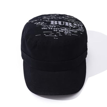 Men's Cadet Army Cap Military Style Adjustable Flat Top Cap Short Brim Baseball Hat for Men Trendy Umpire Sun Hats - color: Mg-jm2562-black