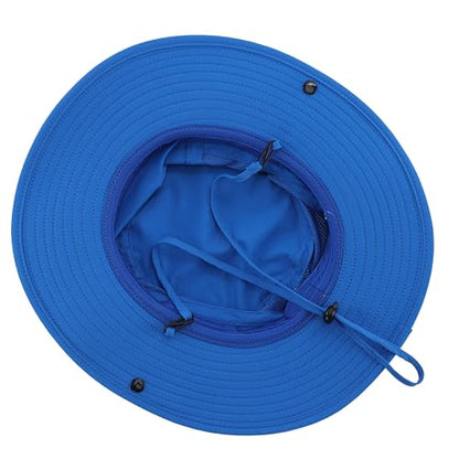 Home Prefer UPF50+ Mens Sun Hat Wide Brim Womens UV Protection Beach Bucket Hat for Fishing Hiking Snap Up Cowboy Hat - color: Royal Blue