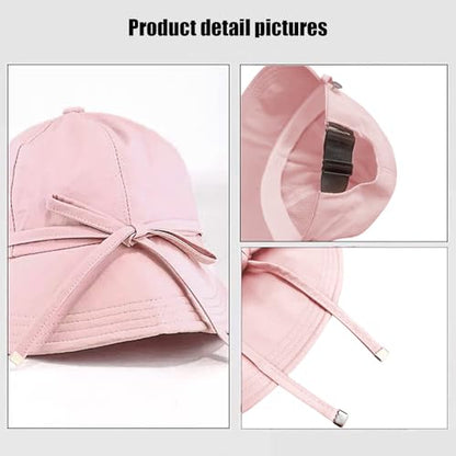 Womens Sun Hat Wide Brim UPF 50+ UV Protection Foldable Packable Sun Shield Hat for Women, Ponytail Outdoor Fishing Hat - color: Upgraded Cherry Blossom Pink