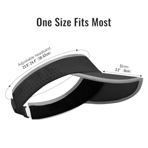 Women's Sun Visor Hat - Foldable Golf Hats Adjustable Quick Dry Running Tennis Cap, UV Protection Beach Hat for Women - color: Black