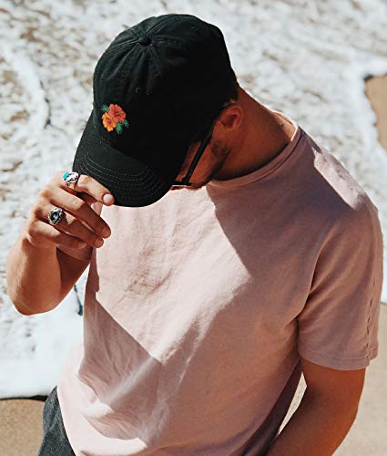Riot Society Mens Embroidered Adjustable Dad Hat - color: Hibiscus Embroidered (Black )