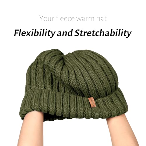 FURTALK Winter Hats for Women Fleece Lined Beanie Knit Chunky Womens Snow Cap - color: Green