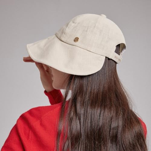 WHITE SANDS MOJA Linen Blend Victorian Bonnet Hat Sun Cap, Foldable Summer Visor | NEW Katy - color: Beige