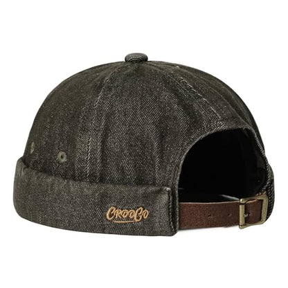 Clakllie Cotton Docker Hat Brimless Hats for Men Retro Sailor Skullcap - color: Fma2503-taupe