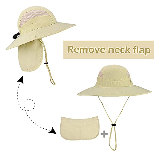 Solaris Mens Sun Hat Neck Flap 2 in 1 Foldable Waterproof UPF 50+ Baseball Cap Fishing Hiking Outdoor - color: #1 Begie