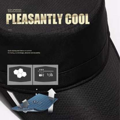 FASHIXD Mesh Military Hat for Men Summer Army Cap Quick Qry Short Bill Hat Cadet Cap - color: Black