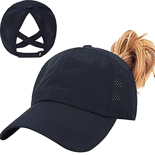 Womens Ponytail Hat Baseball Cap, Adjustable Criss Cross Baseball Cap High Bun Unisex Quick Drying Trucker Hats - color: Ztibetan