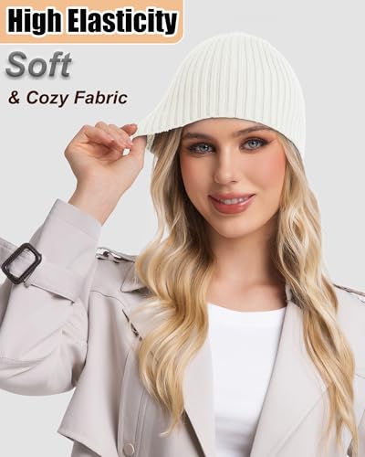 ROYBENS Wool Beanie for Men Women, Seamless Knit Warm Winter Hat Skull Caps - color: 1pcs-white
