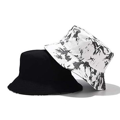 Umeepar Unisex Reversible Packable Bucket Hat Sun Hat for Men Women - color: Tie-dyed Grey White