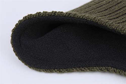 Connectyle Men's Knit Winter Hat with Ear Flaps Fleece Lined Beanie Warm Knitted Skull Cap Beanies Watch Hat - color: Army Green