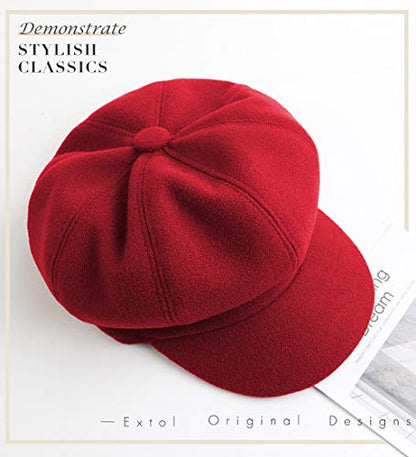 Sumolux Women Beret Newsboy Hat French Cap Classic Winter - color: Red