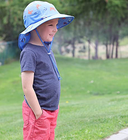 icolor Kids Sun Hat UPF50+ Sun Protection Bucket Hat Toddler Summer Beach Play Hats with Neck Flap for Girl Boy Ages 3~10 - color: Cute Crab