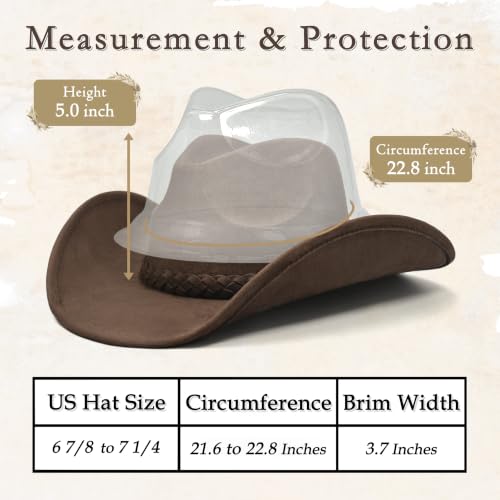 Keilin Cowboy Hats for Women and Men - Felt Teardrop Western Cowgirl Cowboy Hat for Teens and Adults - color: Brown