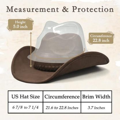 Keilin Cowboy Hats for Women and Men - Felt Teardrop Western Cowgirl Cowboy Hat for Teens and Adults - color: Brown