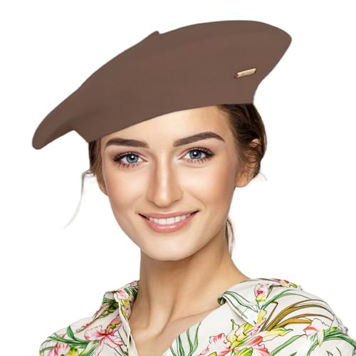 Classic Wool French Red Beret Hats for Women Men - color: M--chocolate