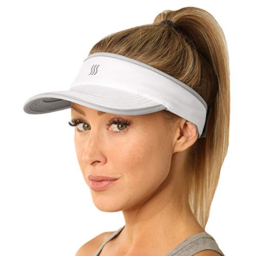 Sport Visor for Women. Sweat‑Wicking Visor for Running, Pickleball, Tennis & Golf. Lightweight & Adjustable Fit - color: White