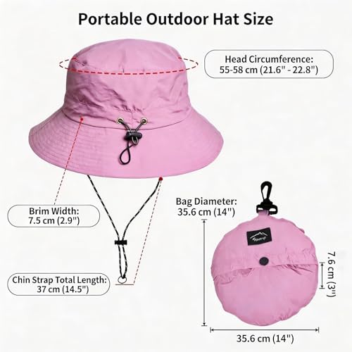 Honnesserry Bucket Hats for Woman Men Outdoor UV Sun Protection Hat Nylon - color: Light Purple