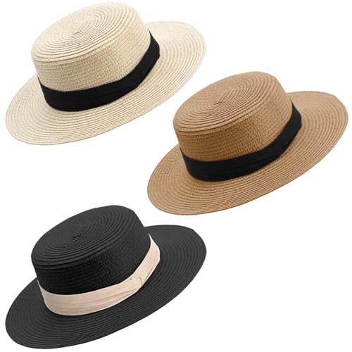 Cuffbow 3 Pcs Women Sun Hat Summer Wide Brim Beach Hat