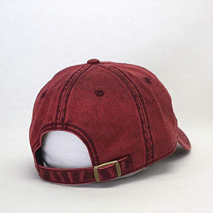 Heavy Washed Coated Canvas Wax-Look Adjustable Low Profile Men Women Baseball Cap - color: Snow Washed Maroon