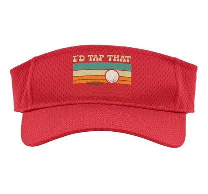 Id Tap that Golf Ball Sunset Retro Golfing Golfer Men Women Sport Sun Visor - color: Red