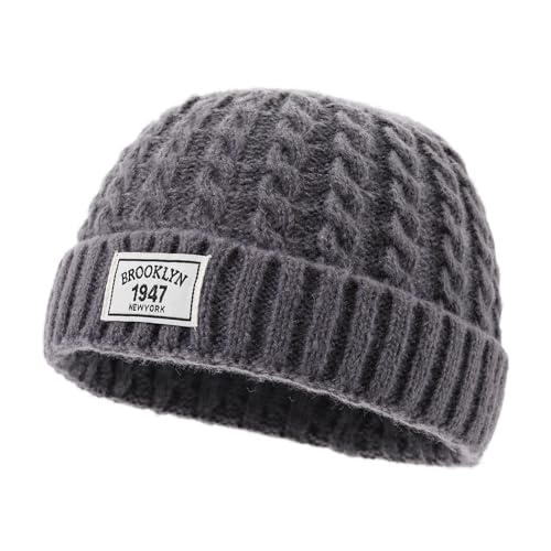 Soft Winter Knitted Hat Skull Cap Sailor Caps Cuff Beanie Cold Weather Brimless Knit Hats Warm Ski Hat Landlord Hats - color: Mg-zzm25101-grey