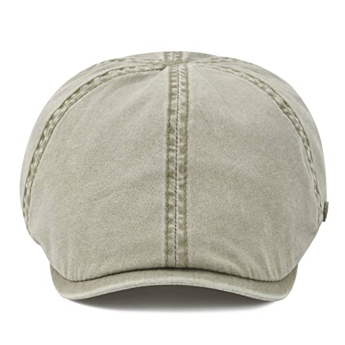 VOBOOM Cotton Flat Cabbie Hat Gatsby Ivy Irish Hunting Newsboy Cap - color: Washed Khaki
