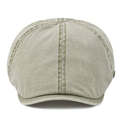 VOBOOM Cotton Flat Cabbie Hat Gatsby Ivy Irish Hunting Newsboy Cap - color: Washed Khaki