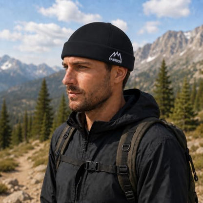 Outdoor Brimless Hat for Men Women, Adjustable Rolled Cuff Skull Cap - color: 1#black