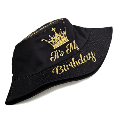 Bucket Hat Beach Sun Hat Fishing Hat for Women Men, Summer Outdoor Travel Packable Fisherman Hat - color: Birthday Crown