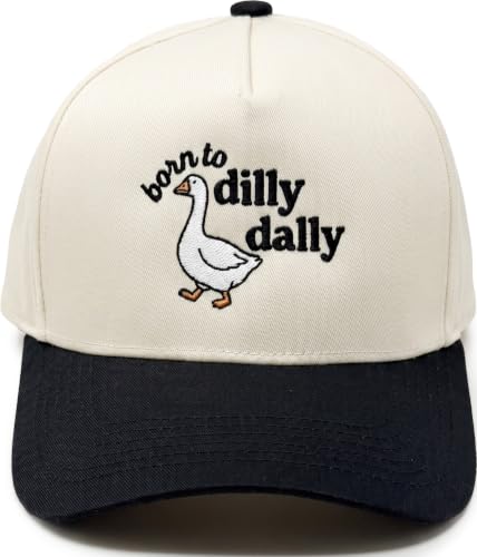 Funky Junque Adult Trucker Snapback Hat 2-Tone Baseball Cap - color: Born to Dilly Dally - Black/Beige