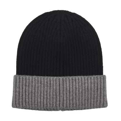 ZLYC Men Winter Knit Fisherman Beanie Hat Fashion Warm Daily Skull Cap - color: Cuffed Gray and Black