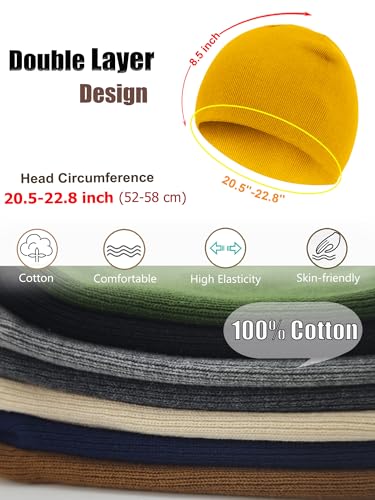 100% Cotton Beanie Hat for Men Women Cuffless Warm Winter Hats - color: 1pcs-yellow