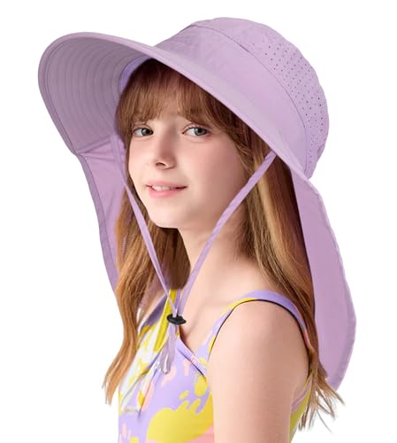 Kids Sun Hats Boys Girls Summer-Beach-Hat Outdoor Bucket Hat with Neck Flap