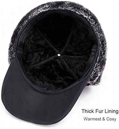 Mens Winter Thermal Trapper Hat Russian Ushanka Ski Hunting Dad Cap Ear Flaps Motorcycle Cycling Mask Women Warm Fur Snow Hat - color: 3-in-1 Black, Solid