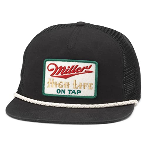 AMERICAN NEEDLE Miller High Life Beer Patch Unisex Adjustable Snapback Baseball Hat - color: Black