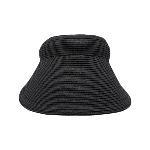 Toyo Braid Clip On Visor Wide Brim Hat Sun Protection for Women - color: Black