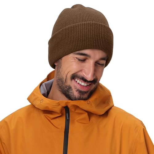 Connectyle Thick Cuffed Beanie for Men & Women Double Layer Knit Winter Hat Acrylic Watch Hat Warm Stocking Skull Cap - color: Light Coffee