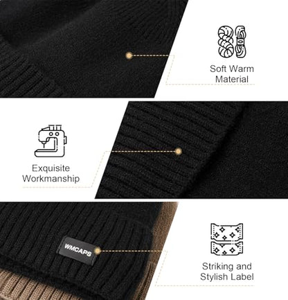 Wmcaps Fleece Lined Beanie Warm Winter Knit Hat for Men Women Cold Weather - color: Maroon