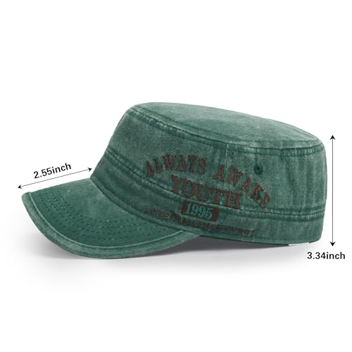 3Pcs Cadet Military Hat Washed Cotton Adjustable Flat Cap for Men
