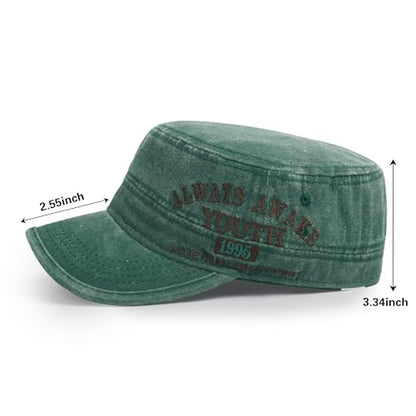 3Pcs Cadet Military Hat Washed Cotton Adjustable Flat Cap for Men
