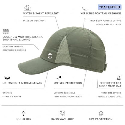 TOP-EX UPF 50+ Cooling High Ponytail Baseball Cap for Women - color: Sage Green, size: One Size