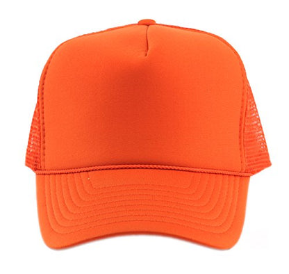 NYFASHION101 Plain Mesh Trucker Hat - Breathable 6-Panel Daily Snapback Cap, Customizable Ideal for DIY Embroidery & Patches - color: Orange