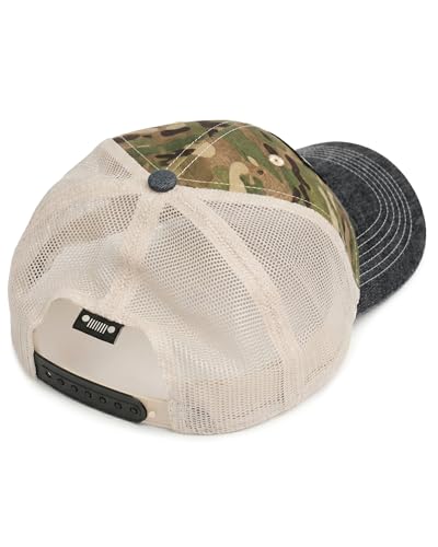 Jeep Have Fun Out There Patch Garment Washed Trucker Hat Unstructured for Men & Women - Adjustable Snapback Baseball Cap - color: Camo