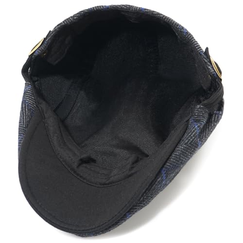 Men's Cotton Newsboy Hats Flat Ivy Gatsby Cap Irish Cabbie Ivy Driving Hunting Hat - color: Checkered Black