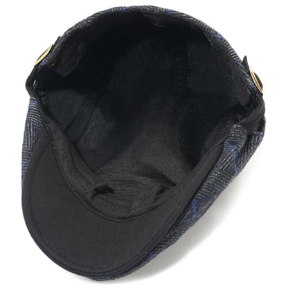 Men's Cotton Newsboy Hats Flat Ivy Gatsby Cap Irish Cabbie Ivy Driving Hunting Hat - color: Checkered Black