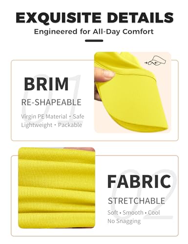 ROYBENS Cooling Visor Hat Women Men, Elastic Headband Sun Visor Golf Cap - color: Yellow